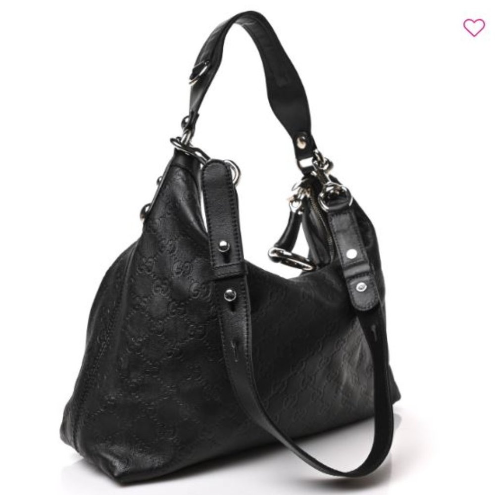 Gucci Guccissima Medium Icon Bit Hobo Black